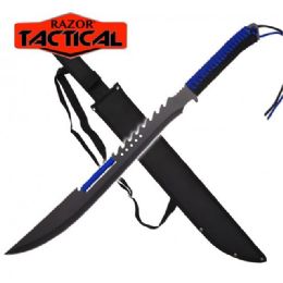12 Bulk Razor Tactical Machete With Sheath - Blue