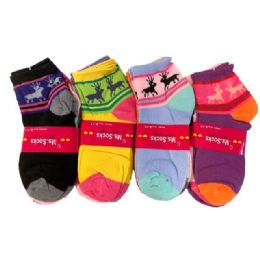 12 Bulk Woman/girl's Socks - Reindeer