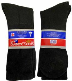 12 Bulk Crew Diabetic Socks Black Color