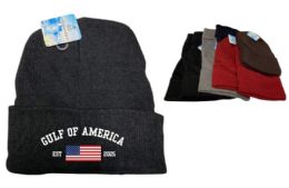 12 Bulk "gulf Of America" Usa Flag Winter Beanies - Assorted