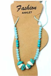 72 Bulk Turquoise Stone Beaded Anklets