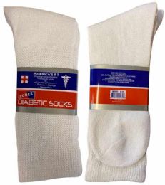 12 Bulk Crew Diabetic Socks White Color