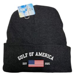 12 Bulk "gulf Of America" Usa Flag Winter Beanies - Black