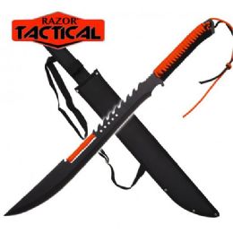 12 Bulk Razor Tactical Machete With Sheath - Orange