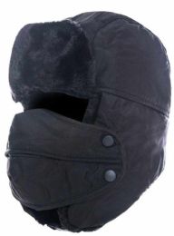 12 Bulk Aviator Hat With Fur Trim And Detachable Mask