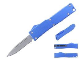 12 Bulk 5.25-inch Anodized Aluminum Handle Mini Otf W/ Pocket Clip -Blue