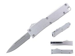 12 Bulk 5.25-inch Anodized Aluminum Handle Mini Otf W/ Pocket Clip - Silver