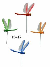 48 Bulk 3d Colorful Dragonfly Garden Stake Decorations - Assorted