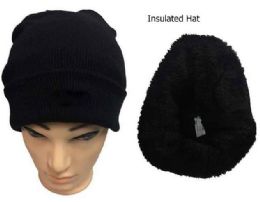 12 Bulk Solid Color Black Winter Hats