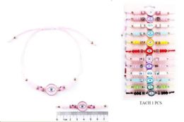 72 Bulk Solid Color Evil Eye Bracelets - Assorted