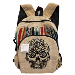 5 Bulk Himalayan Hemp Nepal Handmade Backpacks - Sugar Skull