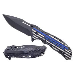 12 Bulk 3.5-inch Black Blade W/ 4.75-inch Black Abs Handle - Blue Line