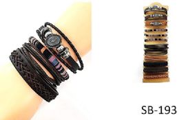 72 Bulk Faux Leather Fashion Bracelets - Assorted