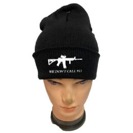 12 Bulk "we Don't Call 911" Winter Beanies - Black