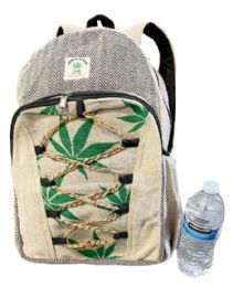 5 Bulk Himalayan Hemp Nepal Handmade Backpacks - Marijuana Leaf