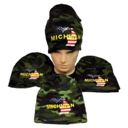 12 Bulk Wholesale Winter Beanie Michigan Camo