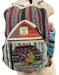 5 Bulk Himalayan Hemp Nepal Handmade Backpacks - Yin Yang Mushroom/leaf Design
