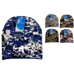 12 Bulk "we Don't Call 911" Winter Beanies - Assorted Camo