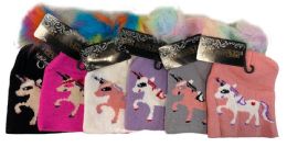 12 Bulk Little Kids Unicorn Design Winter Beanie Hats