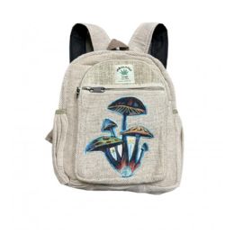 5 Bulk Himalayan Hemp Nepal Handmade Mini Backpacks - Mushroom Family