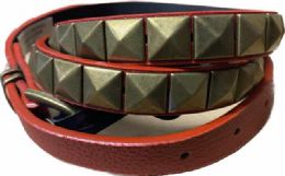 60 Bulk Red Single Row Studded Belt