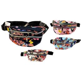 12 Bulk Butterfly Pattern Waist Bag  - Assorted