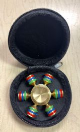 12 Bulk Metallic Fidget Spinners TrI-Lobed Red Blue Green Ring On it