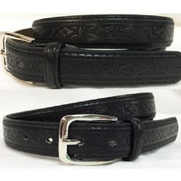 24 Bulk Skinny Men's Black Belts - Adult Size