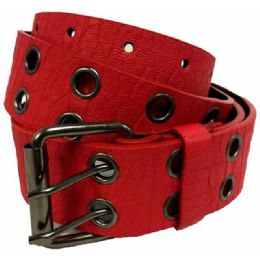 24 Bulk Red 2-Hole Adult Size Belts
