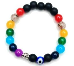 12 Bulk Colorful Evil Eye Chakra Bracelets