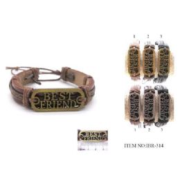 12 Bulk "best Friend" Faux Leather Bracelets - Assorted