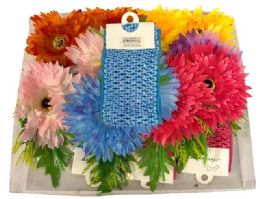 12 Bulk Babies' Sunflower Headbands - Assorted