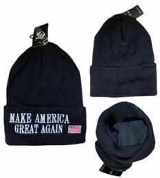 12 Bulk "make America Great Again" Winter Beanie Hats - Black