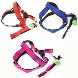 12 Bulk Extra Large Dog Harnesses With 46'' Leash - Assorted