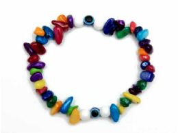 12 Bulk Evil Eye Chip Bracelets - Assorted