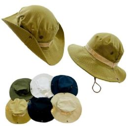 24 Bulk Solid Color Floppy Boonie Hats With SnaP-Up Sides