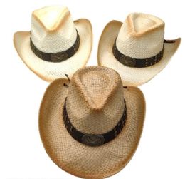 12 Bulk Woven Cowboy Hats With Metal Eagle Design