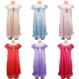 12 Bulk Women Pajama Night Gown Short Sleeve Assorted Colors
