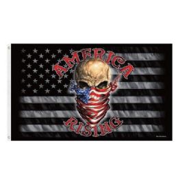 12 Bulk "america Rising" Usa Skull Flags - 3ft X 5ft