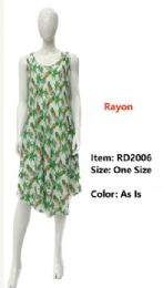 12 Bulk Rayon Pineapple Print Round Neck Dresses