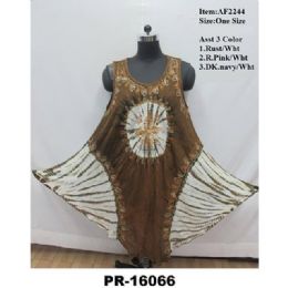12 Bulk Rayon Crepe Acid Wash Tie Dye Umbrella Dresses - Assorted