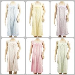 12 Bulk Women Pajama Night Gown Small Flower Print Assorted