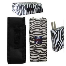12 Bulk Thunder Blast Stun Gun Flashlight With Carrying Pouch - Black & White Zebra Print