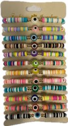 12 Bulk Multicolor Evil Eye Bracelets - Assorted
