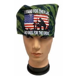 12 Bulk "i Stand For The Flag And Kneel For The Cross" Camo Bandanas