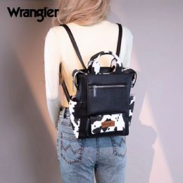 12 Bulk Wrangler Cow Print Convertible Backpack - Black & White