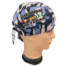 12 Bulk Vietnam Veteran Blue Camo Skull Caps
