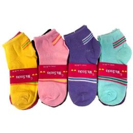 12 Bulk Woman/girl's Socks - Three Stripes