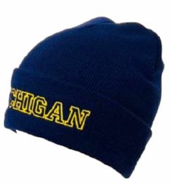 12 Bulk "michigan" Cuffed Knit Winter Beanies - Assorted