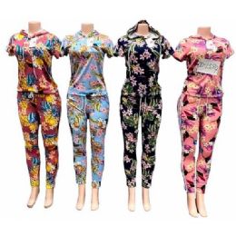 12 Bulk Floral Print Workout & Yoga Sets - Assorted